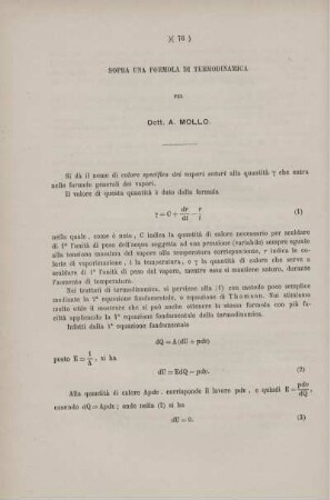 Sopra una formola di termodinamica.