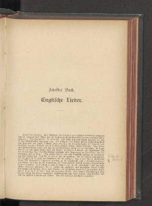 Fünftes Buch. Englische Lieder.