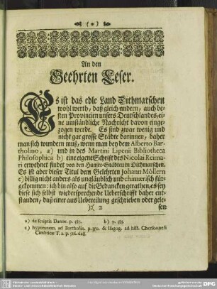 An den Geehrten Leser