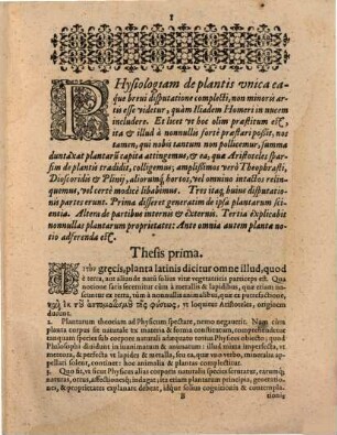 Disputatio philosophica De plantis, ex Aristotele potissimum collecta