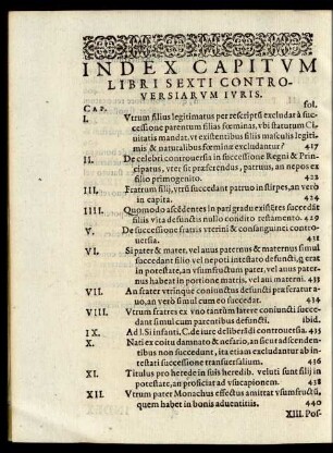 Index Capitum Libri Sexti ...