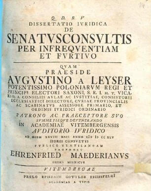 Dissertatio ivridica de senatvsconsvltis per infreqventiam et fvrtivo