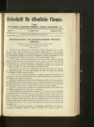 Heft V. 15. März 1911. Jahrgang XVII.