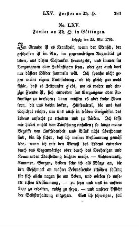 No. LXV. Forster an Th. H. in Göttingen