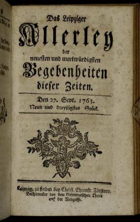 Den 27. Sept. 1763. Neun und dreyßigstes Stück.