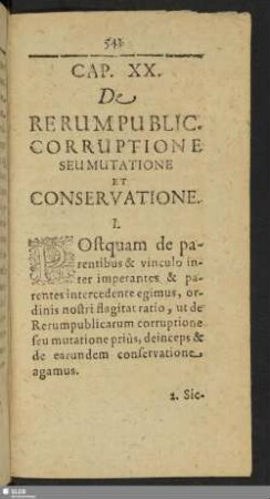 Cap. XX. De Rerum Public. Corruptione Seu Mutatione Et Conservatione