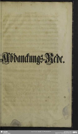 Abdanckungs-Rede