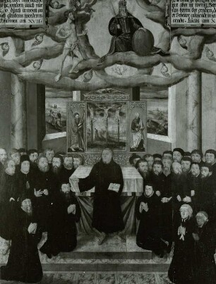 Epitaph des Superintendenten Hieronymus Mendel mit Ölbild: Die letzte Ordination Luthers am 14.2.1546 in der Andreaskirche zu Eisleben