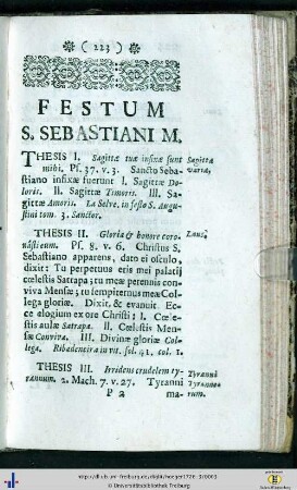 Festum S. Sebastiani Mart.