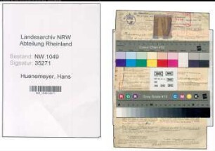 Entnazifizierung Hans Huenemeyer , geb. 13.03.1898 (Kaufmann)
