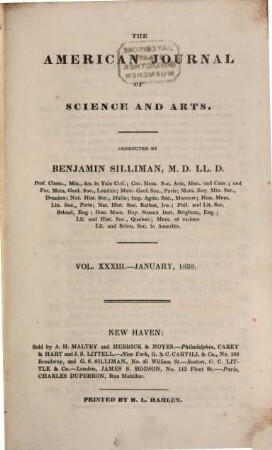 American journal of science : an international earth science journal. 33. 1838