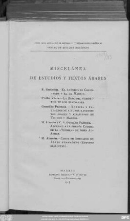 Miscelánea de estudios y textos árabes