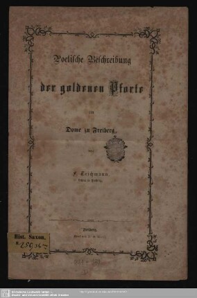 Poetische Beschreibung der goldenen Pforte am Dome zu Freiberg