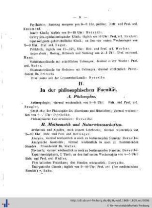 IV. In der philosophischen Facultät.
