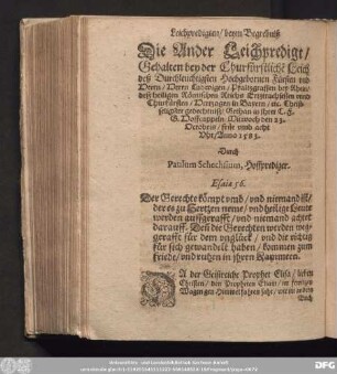Die Ander Leichpredigt/