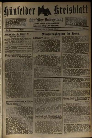 Erste Ausgabe vom Samstag, den 04. Januar 1930.