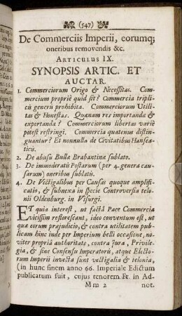 Articulus IX. De Commerciis Imperii
