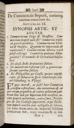 Articulus IX. De Commerciis Imperii