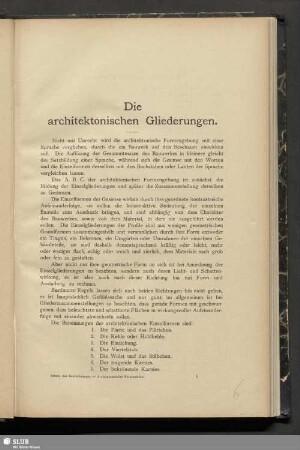 Die architektonischen Gliederungen