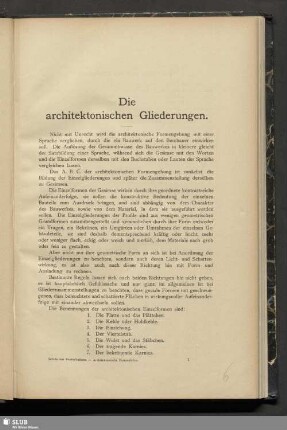 Die architektonischen Gliederungen
