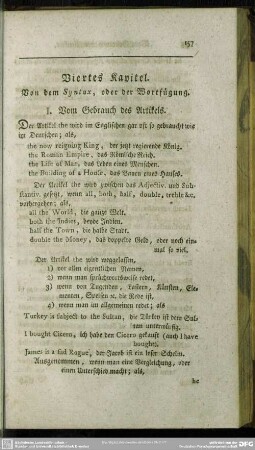 Viertes Kapitel. Von dem Syntax, oder Wortfügung