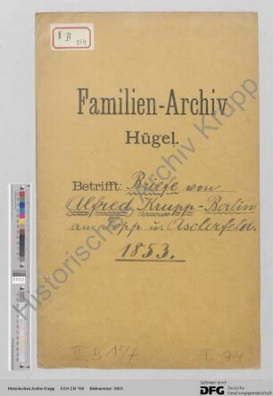 Schreiben von Alfred Krupp an Theodor Topp und Adalbert Ascherfeld