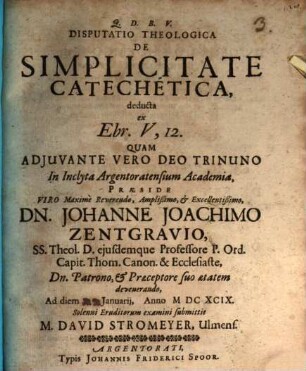 Disp. theol. de simplicitate catechetica