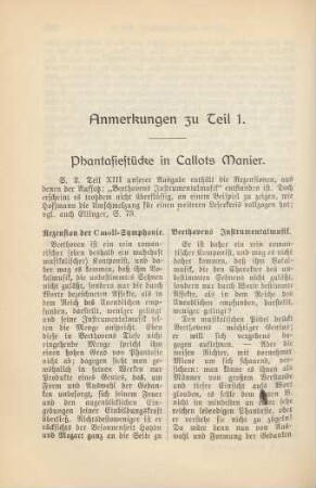 Anmerkungen zu Teil 1. Phantasiestücke in Callots Manier
