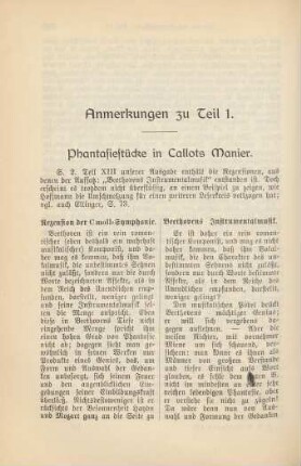 Anmerkungen zu Teil 1. Phantasiestücke in Callots Manier