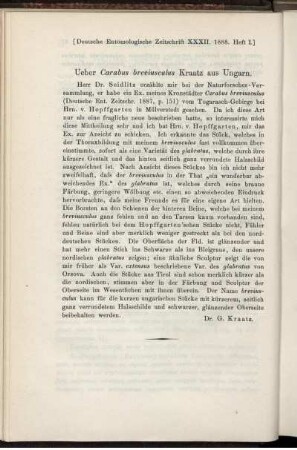 Ueber Carabus breviusculus Kraatz aus Ungarn.