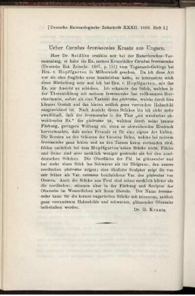 Ueber Carabus breviusculus Kraatz aus Ungarn.
