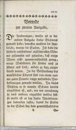Vorrede zur zwoten Ausgabe