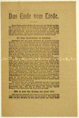 Flugschrift gegen die Verstaatlichung der deutschen Industrie und Aufruf zur Wahl der Nationalversammlung 1919