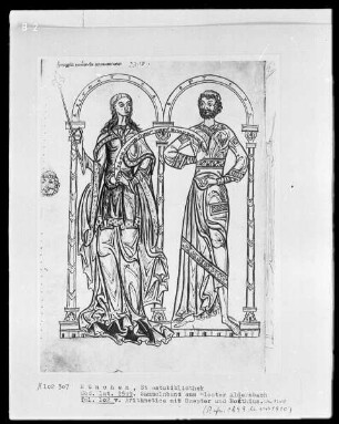 Sammelband mit Petrus Comestor, Sermones und der Musica des Johannes — Bildseite mit Arithmetica mit Zepter und Boethius, Folio 102verso