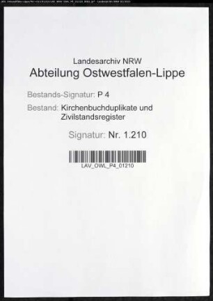 Zivilstandsregister der Stadt Iserlohn (T 1812). (Gemeinde: Iserlohn, Stadt)