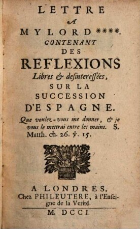 Trois lettres sur la succession d'Espagne