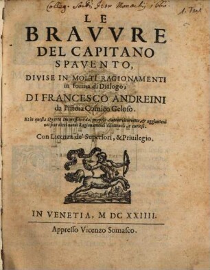 Le Bravvre Del Capitano Spavento : Divise In Molti Ragionamenti in forma di Dialogo, [1]