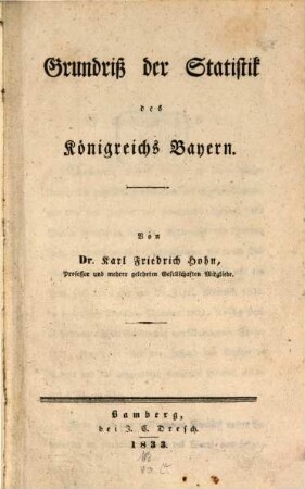 Grundriß der Statistik des Königreichs Bayern