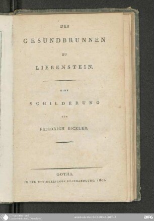 Der Gesundbrunnen zu Liebenstein : eine Schilderung