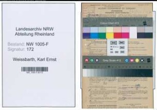 Entnazifizierung Karl Ernst Weissbarth , geb. 22.01.1891 (Versicherungs-Oberinspektor)