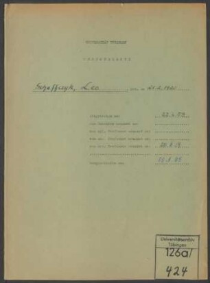 Leo Scheffczyk (1920-). Personalakte des Lehrkörpers : Akte betreffend Leo Scheffczyk, ordentlicher Professor für Dogmatik