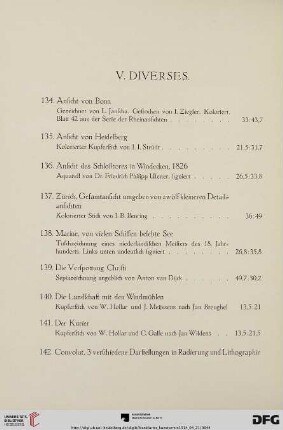V. Diverses (Nr. 134-142)