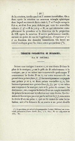 Théorème fondamental de desargues.