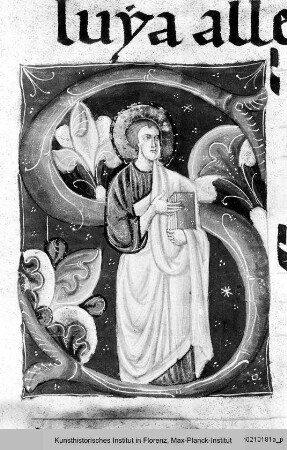 Antiphonar : Textseite mit vierzeiligen Neumen und historisierter Initiale (S): Prophet