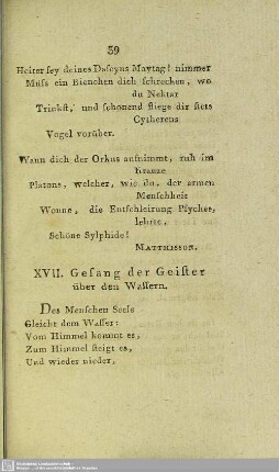 XVII. Gesang der Geister über den Wassern