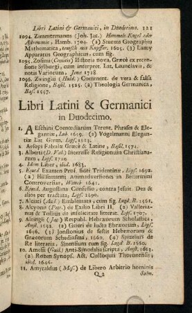 121-140, Libri Latini & Germanici in Duodecimo