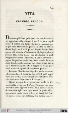 Vita di Claudio Ridolfi, Veronese