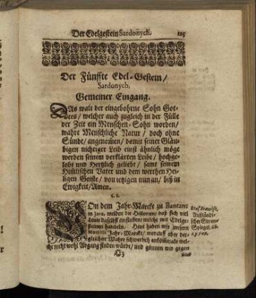Der Fünffte Edel-Gestein/ Sardonych.