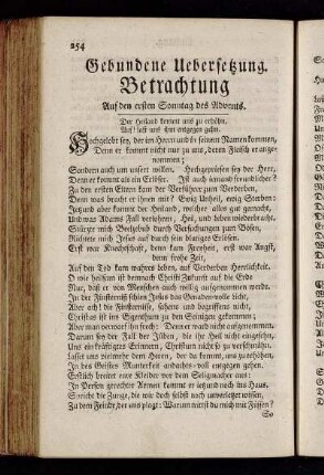 Gebundene Uebersetzung. Betrachtung Auf den ersten Sonntag des Advents.