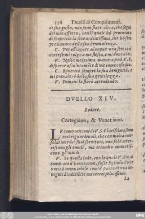 Duello XIV. Lodare.